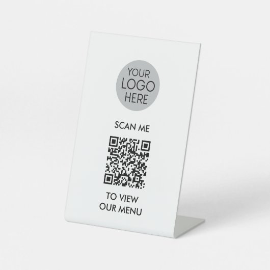 Signe De Table Menu Analyser le code QR pour afficher | Logo d'en (Recto)