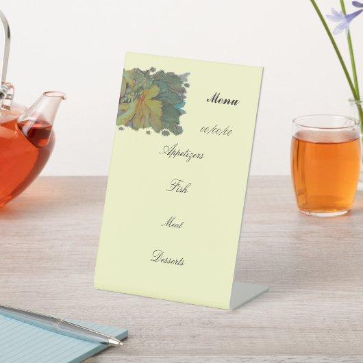 Signe De Table Menu aquarelle feuilles d'automne avec baies