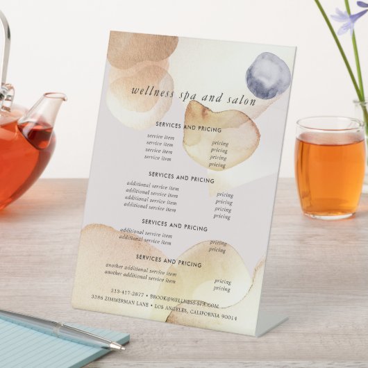 Signe De Table Menu Artisanal Aquarelle Abstrait Or et Nuit Prix (In SItu)