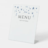 Signe De Table Menu Baby shower Fleur sauvage bleu (Recto)