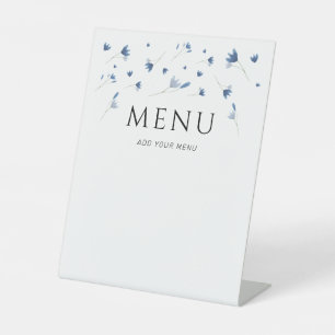 Signe De Table Menu Baby shower Fleur sauvage bleu