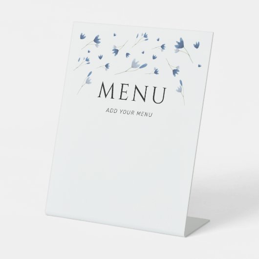 Signe De Table Menu Baby shower Fleur sauvage bleu (Recto)