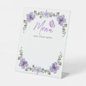 Signe De Table Menu Baby shower Papillons violets (Recto)