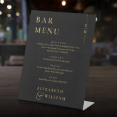Signe De Table Menu Barre Monogramme Élégant Noir Et Or