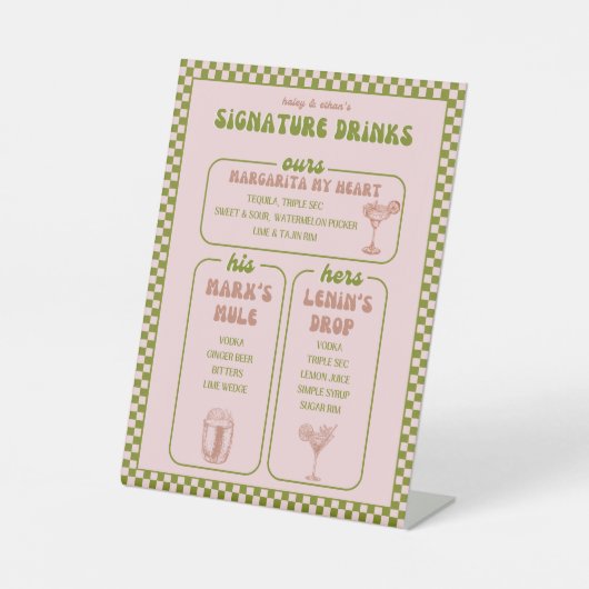 Signe De Table Menu Barre Rétro (Recto)