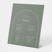 Signe De Table Menu Boho Arch Sage Green Mariage Boissons Menu (Recto)