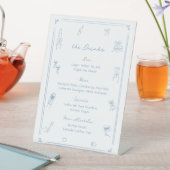 Signe De Table Menu Boisson de la barre Mariage bleue dessinée à (In SItu)