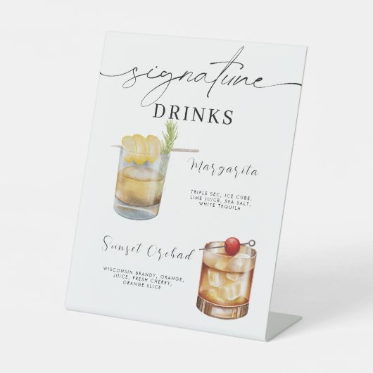 Signe De Table Menu boisson Mariage moderne BLAIRE Signature (Recto)