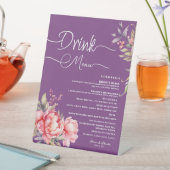 Signe De Table Menu Boisson mariage Profond Purple Peony Rose (In SItu)