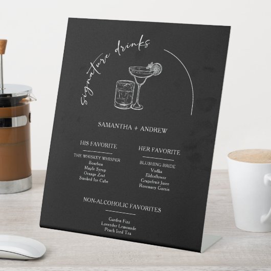 Signe De Table Menu boisson noire moderne (In SItu)