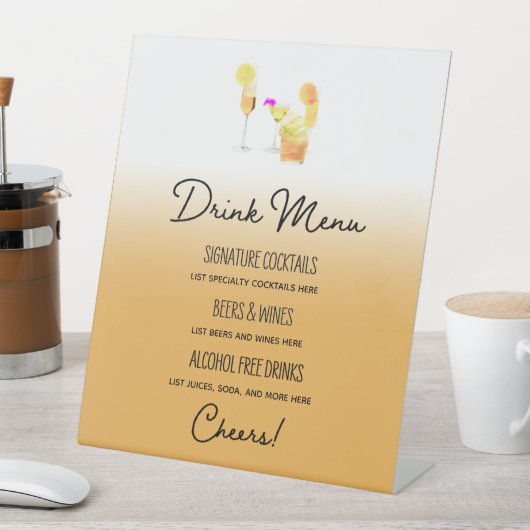 Signe De Table Menu boisson sophistiqué (In SItu)