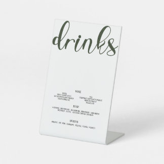 Signe De Table Menu Boissons Herbes artificielles