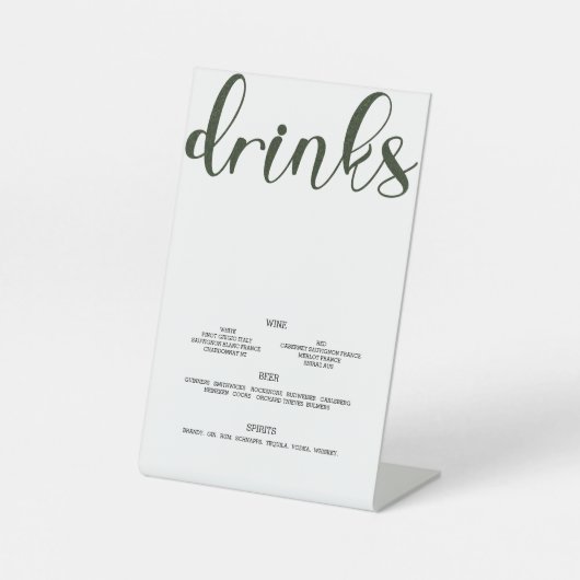 Signe De Table Menu Boissons Herbes artificielles (Recto)