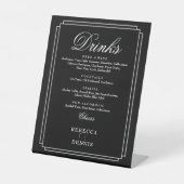 Signe De Table Menu Boissons Mariage Art Déco Chic Noir Et Blanc (Recto)