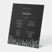 Signe De Table Menu Boissons Mariage Black and White Greenery (Recto)