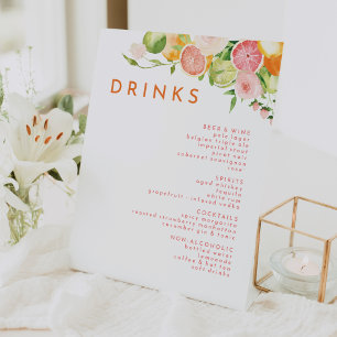 Signe De Table Menu Boissons Mariage d'aquarelle Citrus