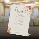 Signe De Table Menu Boissons Mariage de automne Rustic Greenery<br><div class="desc">Cet élégant panneau de menu à fleurs rustiques est parfait pour vos fêtes mariages de automne d'automne. Conçu par Thisisnotme©</div>