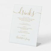 Signe De Table Menu Boissons Mariage Gold Signature Script (Recto)