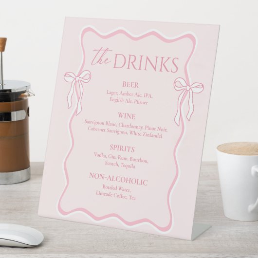 Signe De Table Menu Bow Bar Rose Bow (In SItu)
