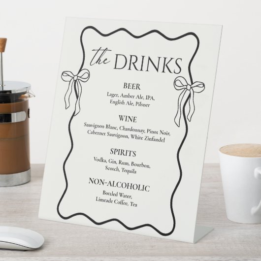 Signe De Table Menu Bow Old Money Mariage Bar Bow (In SItu)