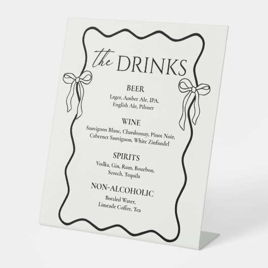 Signe De Table Menu Bow Old Money Mariage Bar Bow (Recto)
