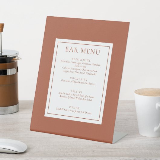 Signe De Table Menu Classique Moderne Bar En Terracotta (In SItu)