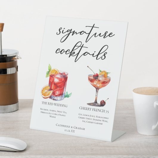 Signe De Table Menu Cocktails Signature Mariage Rouge (In SItu)