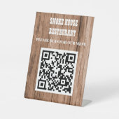 Signe De Table Menu Code QR en bois rustique (Recto)