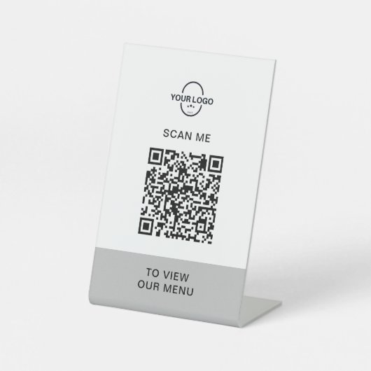 Signe De Table Menu Code QR | Logo Contactless Moderne Pedestal S (Recto)
