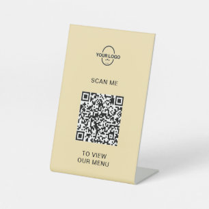 Signe De Table Menu Code QR Logo Contactless Moderne Pedestal S