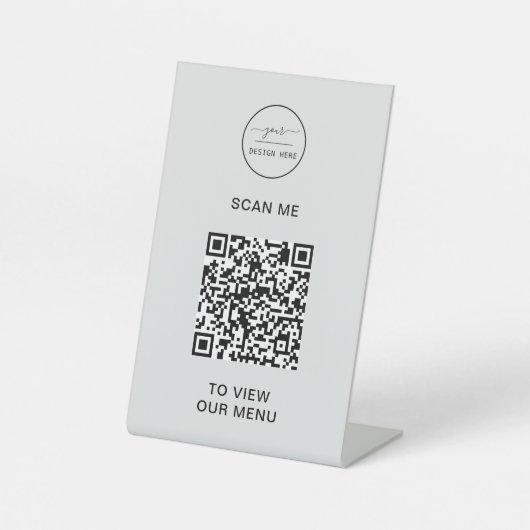Signe De Table Menu Code QR | Logo Contactless Moderne Pedestal S (Recto)