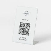 Signe De Table Menu Code QR | Logo Contactless Moderne Pedestal S (Recto)