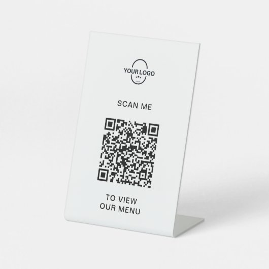 Signe De Table Menu Code QR | Logo Contactless Moderne Pedestal S (Recto)