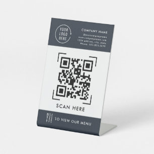 Signe De Table Menu Code QR   Logo de l'entreprise sans contact 