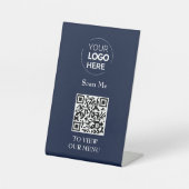 Signe De Table Menu Code QR | Logo Marine bleu sans contact moder (Recto)