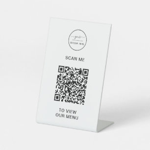 Signe De Table Menu Code QR   Logo moderne sans contact