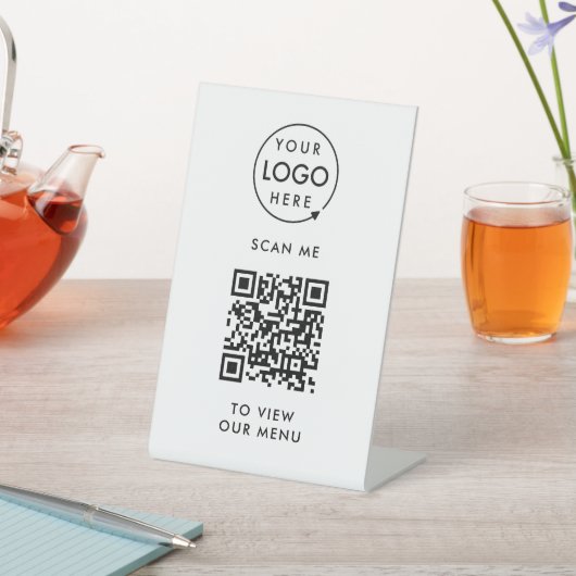 Signe De Table Menu Code QR | Logo moderne sans contact (In SItu)