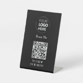 Signe De Table Menu Code QR | Logo noir sans contact moderne (Recto)