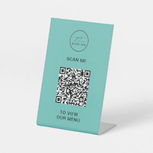 Signe De Table Menu Code QR Logo Sans Contact Moderne sur Pied