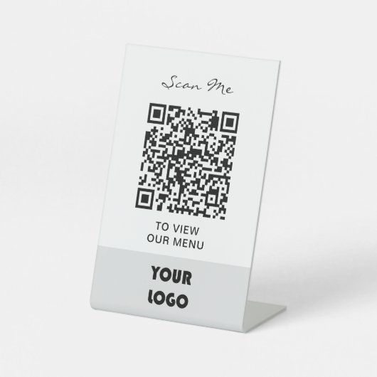 Signe De Table Menu Code QR | Logo sans contact simple (Recto)