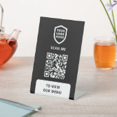 Signe De Table Menu Code QR | Logo Symbole moderne blanc (In SItu)
