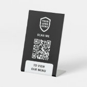 Signe De Table Menu Code QR | Logo Symbole moderne blanc (Recto)