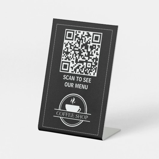 Signe De Table Menu Code QR noir (Recto)