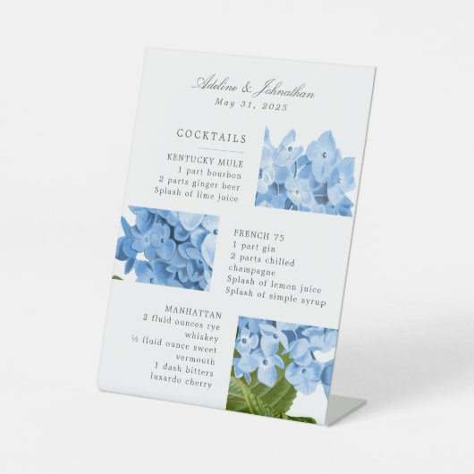 Signe De Table Menu Consommation moderne Blue Hydrangea Signature (Recto)