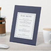 Signe De Table Menu de bar bleu marine moderne classique (In SItu)