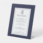 Signe De Table Menu de bar classique à l'ancre nautique bleu mari (Recto)