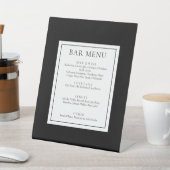 Signe De Table Menu de bar classique moderne noir et blanc (In SItu)