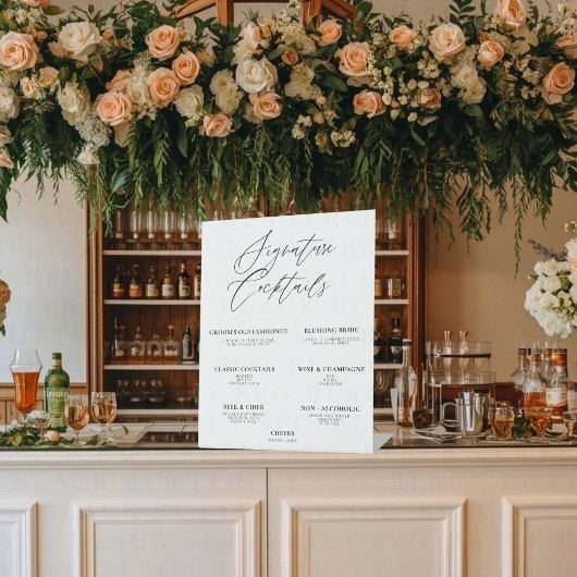 Signe De Table Menu de bar de boissons signatures de mariage modi