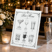 Signe De Table Menu de bar de cocktail de calligraphie classique