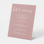 Signe De Table Menu de bar de mariage à écriture signature rose p (Recto)